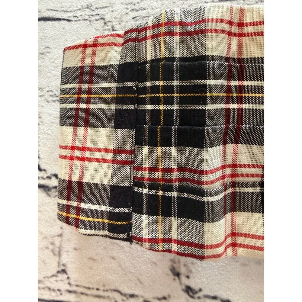 Vintage Cummerbund White Black Red Tartan‎ Plaid Cotton Adjustable to 44